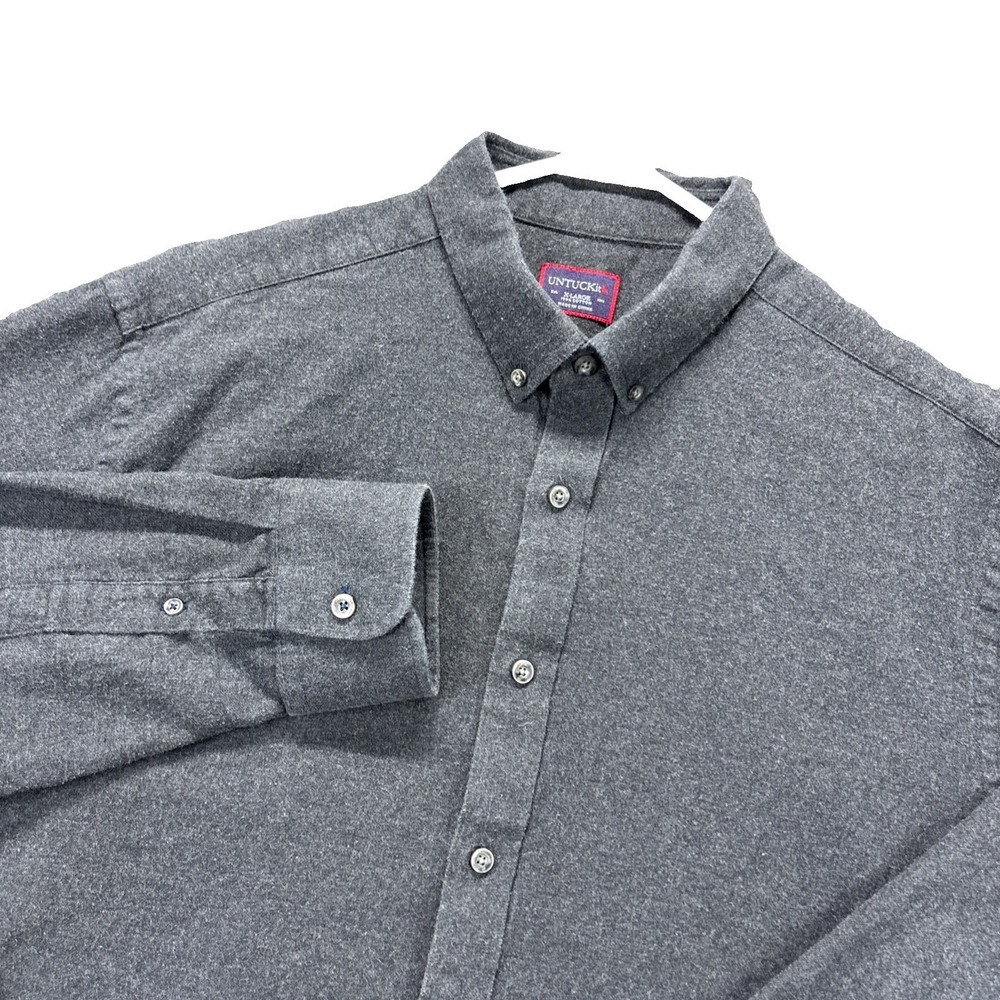 UNTUCKit Shirt Mens XL Gray Flannel Chamois Long Sleeve Button Up Workwear